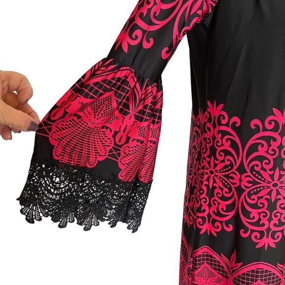 NWT White Mark Black and Fuchsia Lace Trimmed Shift‎ Dress Sz M - Picture 9 of 16